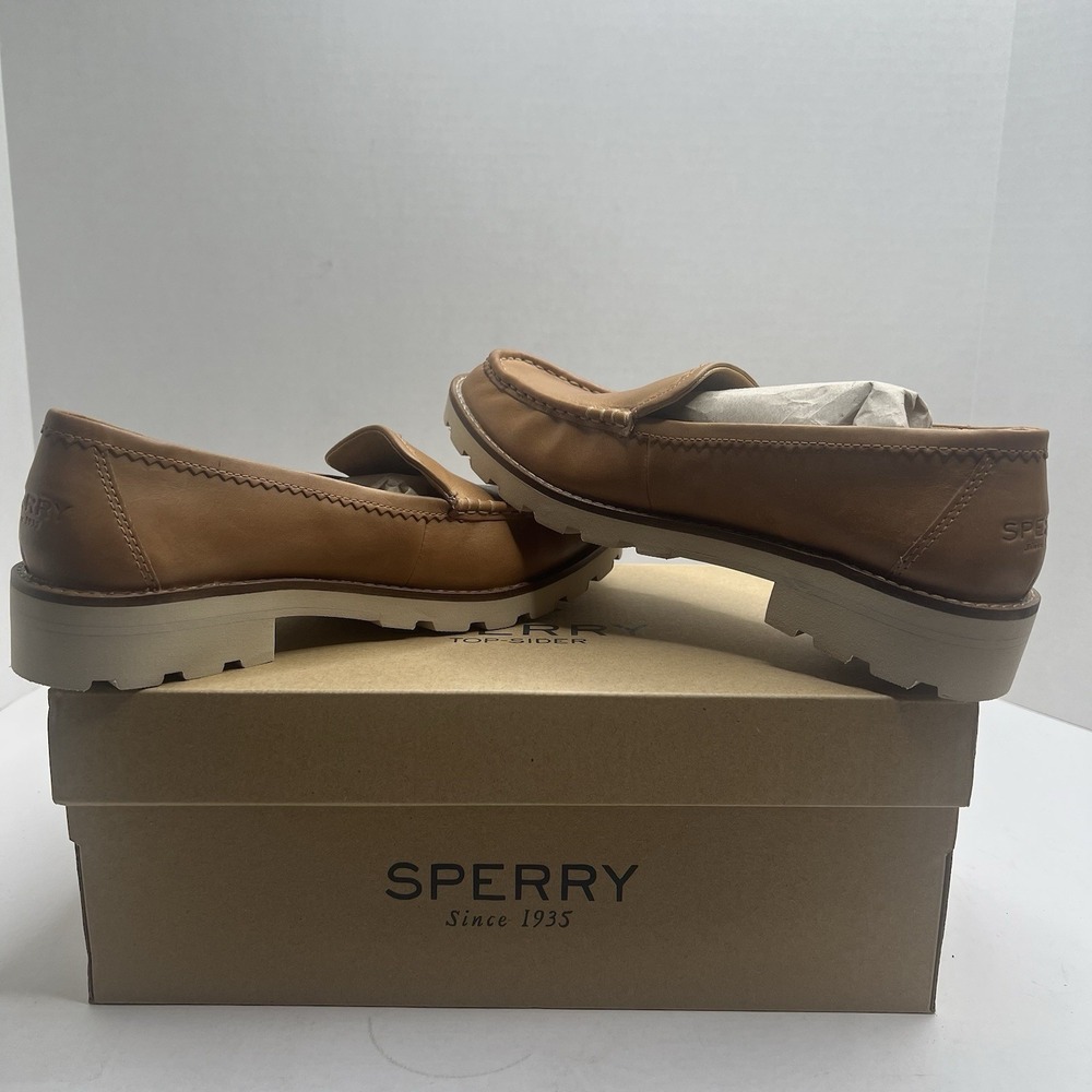 Sperry Top-Sider A/O Lug Loafer Women’s 8 M Tan Leather Platform Shoes NIB